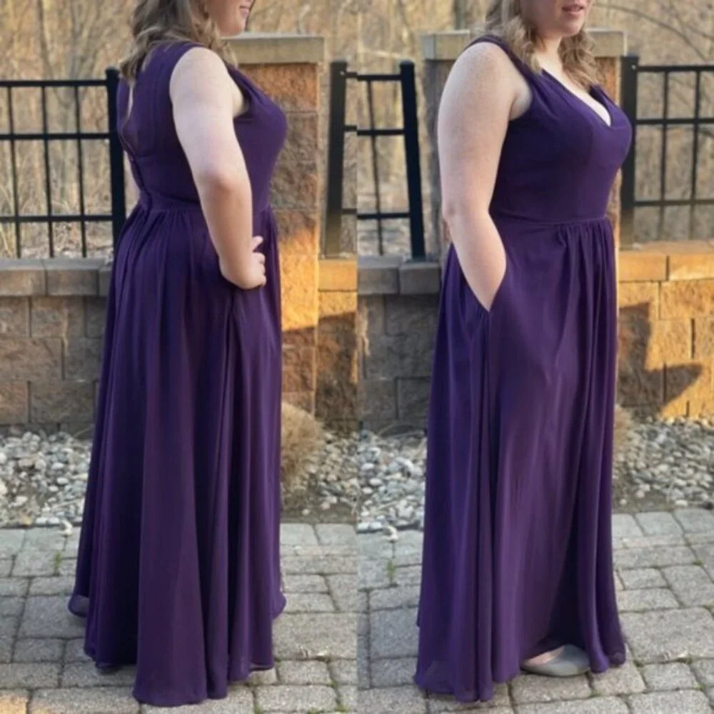 DaVinci Bridesmaids | Eggplant Purple Formal Gown Style# 60385 Dress | Size 16 - Picture 2 of 16